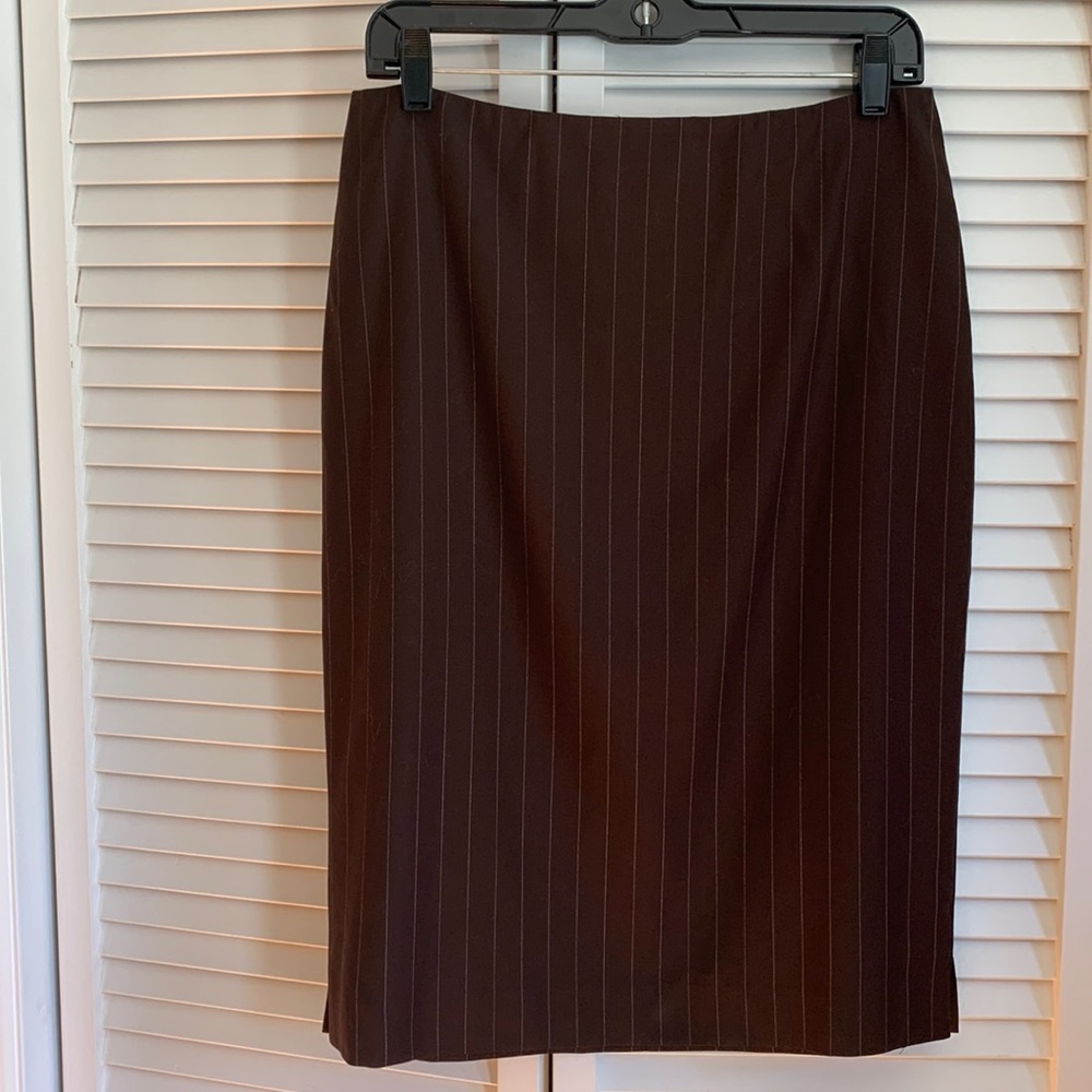 Size 10 Brown Ralph Lauren pinstripe pencil skirt
